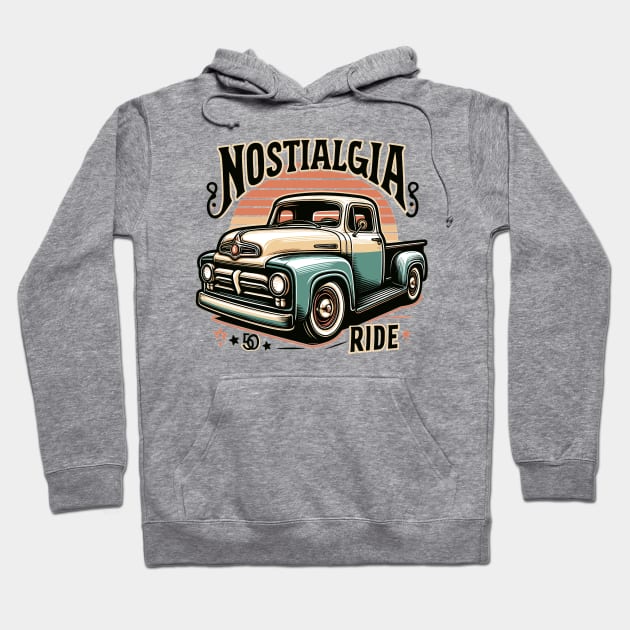 Vintage Pickup Truck, Nostalgia Ride Hoodie by Vehicles-Art